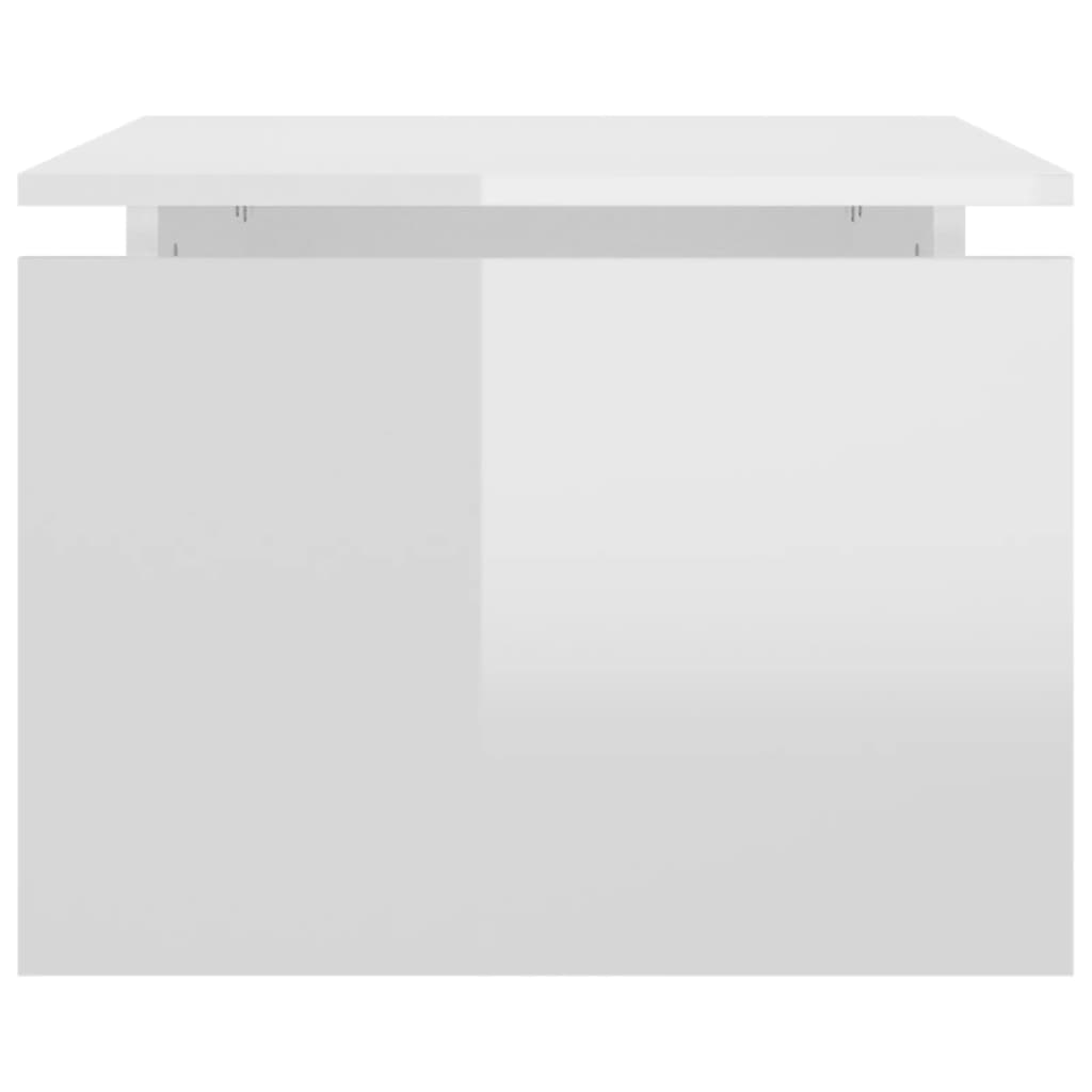 vidaXL Klubska mizica visok sijaj bela 68x50x38 cm iverna plošča