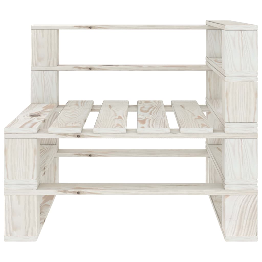 vidaXL Vrtni kavč iz palet bel štirised lesen