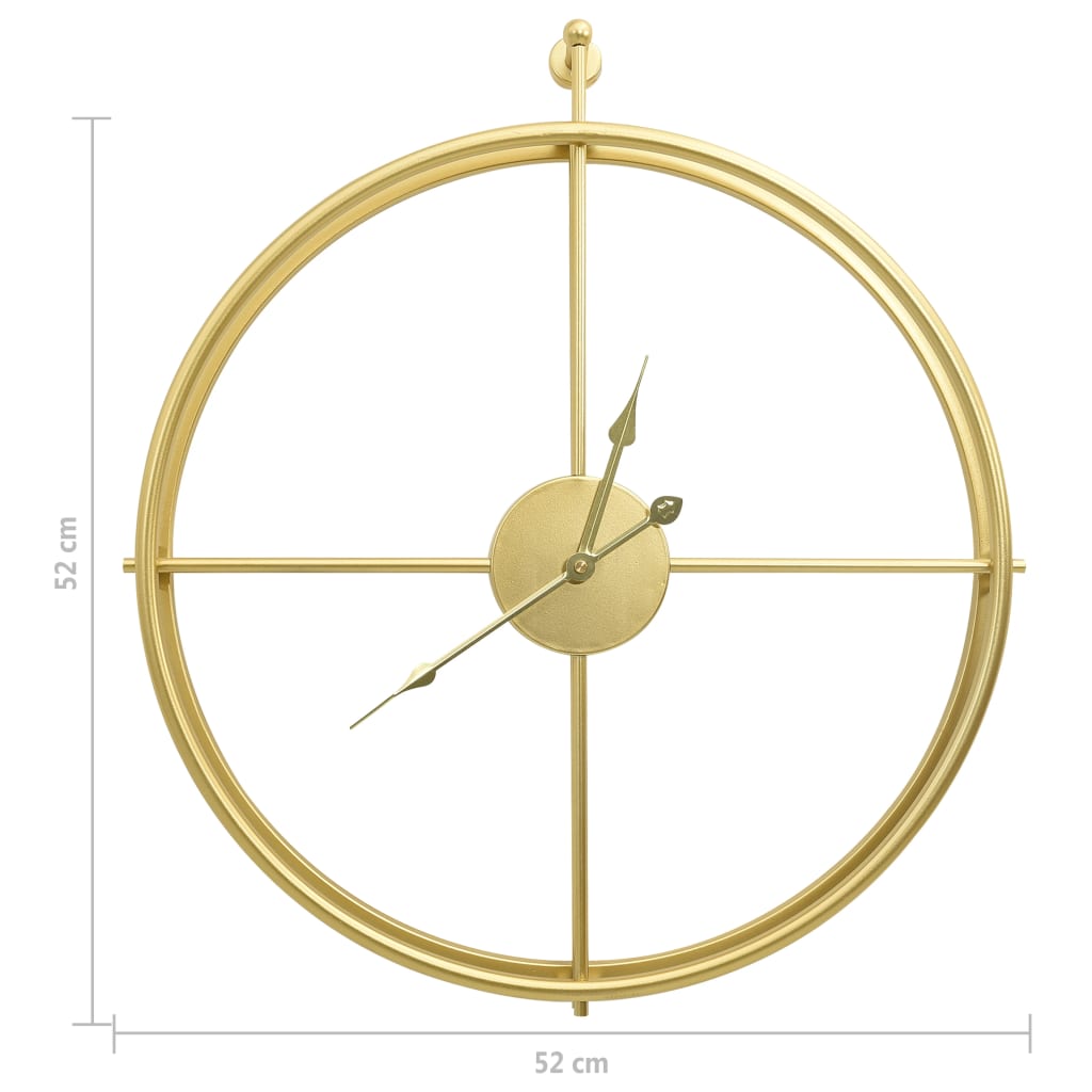 vidaXL Stenska ura zlata 52 cm železo