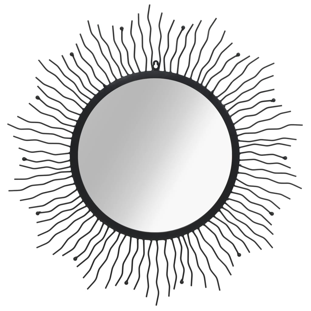 vidaXL Vrtno stensko ogledalo sonce 80 cm črne barve