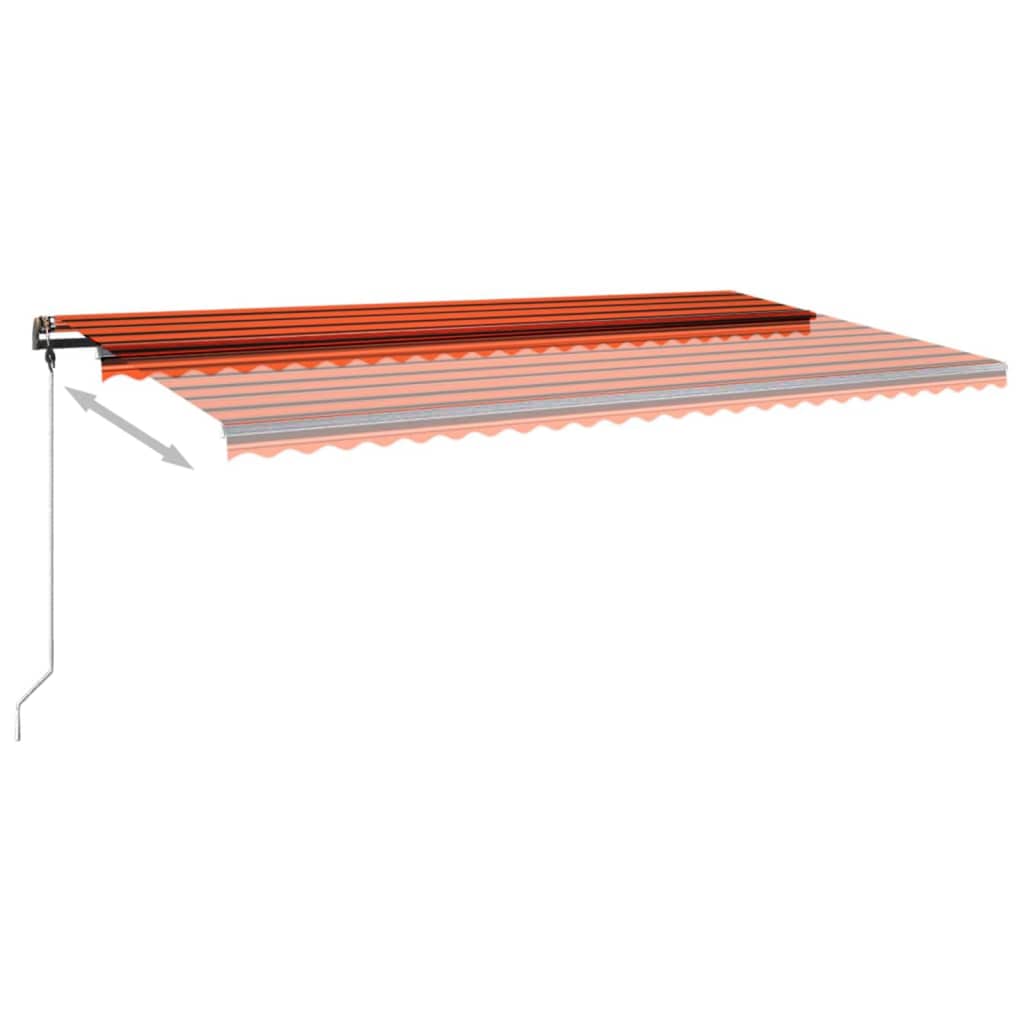 vidaXL Ročna zložljiva tenda z LED lučkami 600x300 cm oranžna in rjava