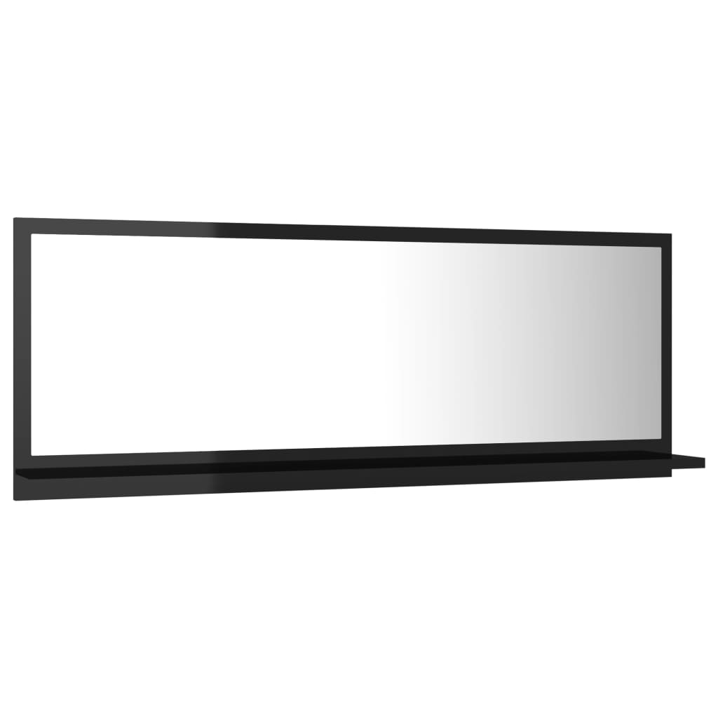 vidaXL Kopalniško ogledalo visok sijaj črno 100x10,5x37 cm iverna pl.