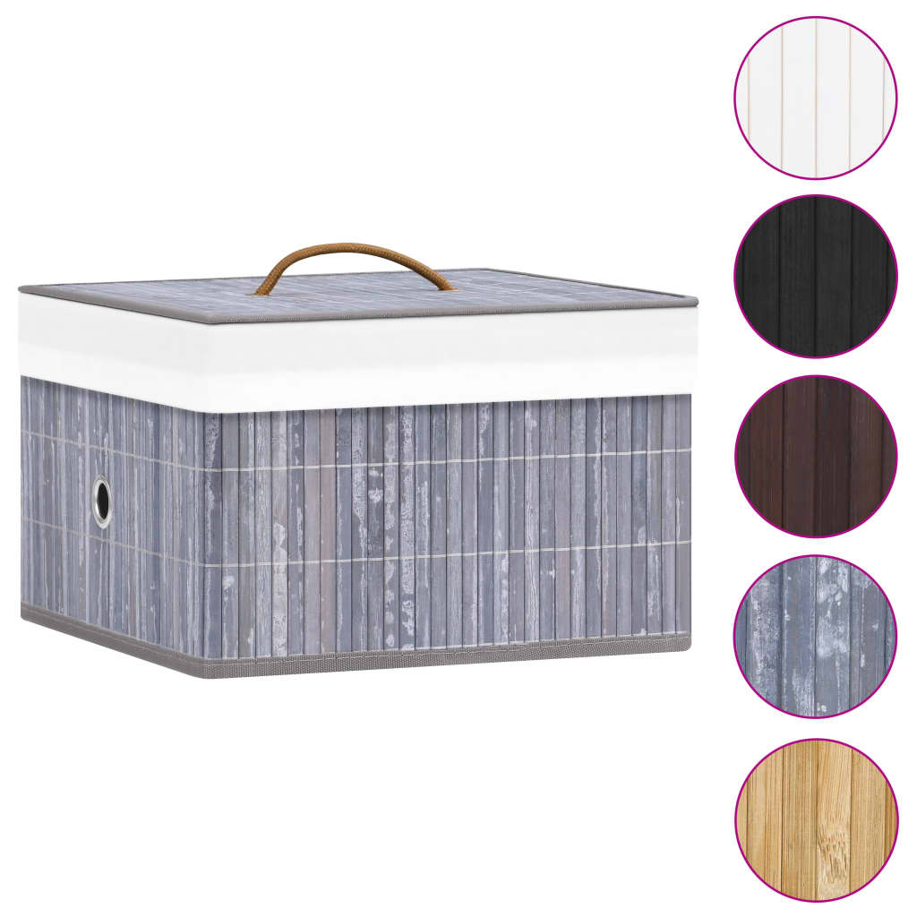 vidaXL Škatle za shranjevanje iz bambusa 4 kosi sive