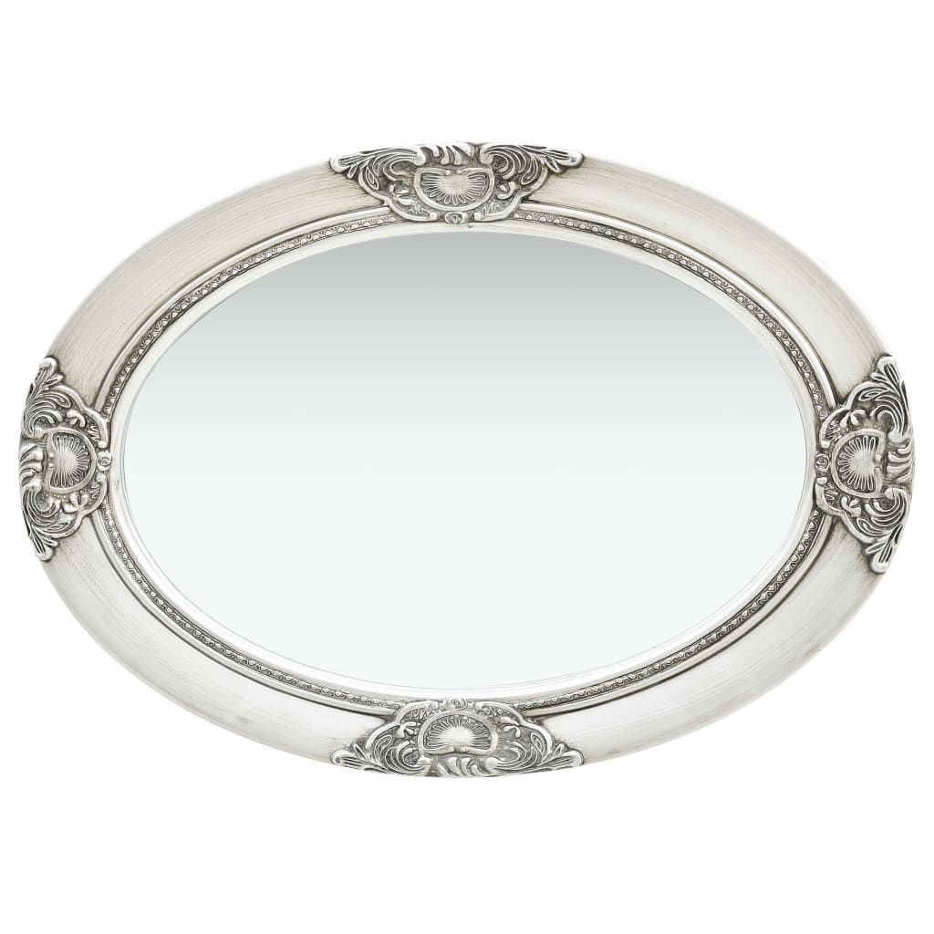 vidaXL Stensko ogledalo v baročnem stilu 50x70 cm srebrno