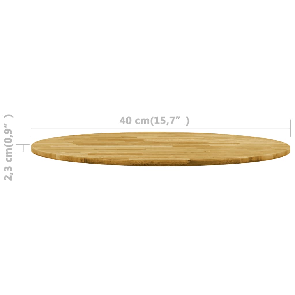 vidaXL Površina za mizo trden hrastov les okrogla 23 mm 400 mm