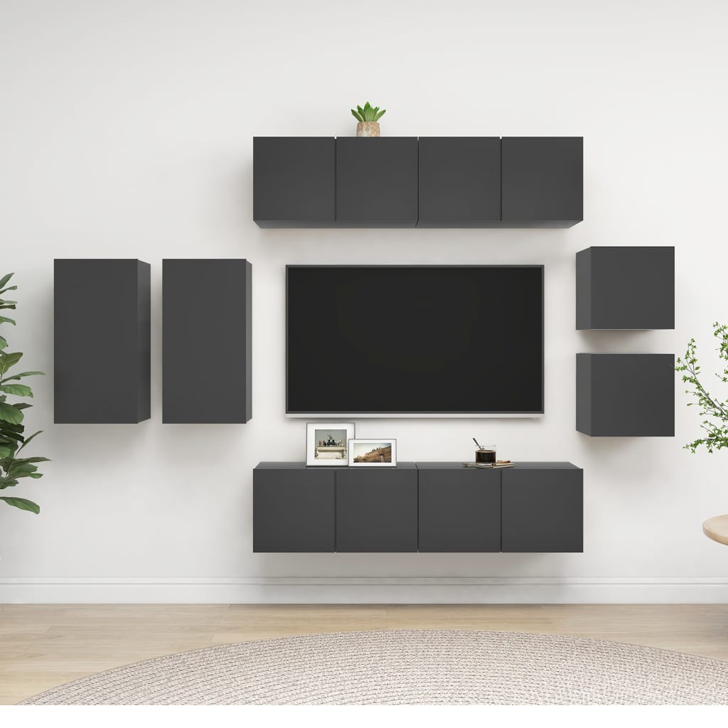 vidaXL Komplet TV omaric 6-delni siva iverna plošča