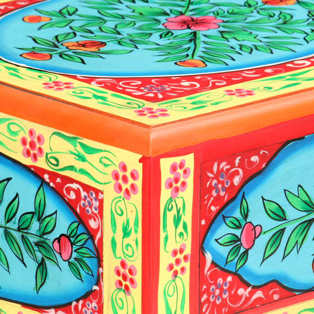 vidaXL Ročno barvana konzolna mizica 80x35x75 cm trden mangov les