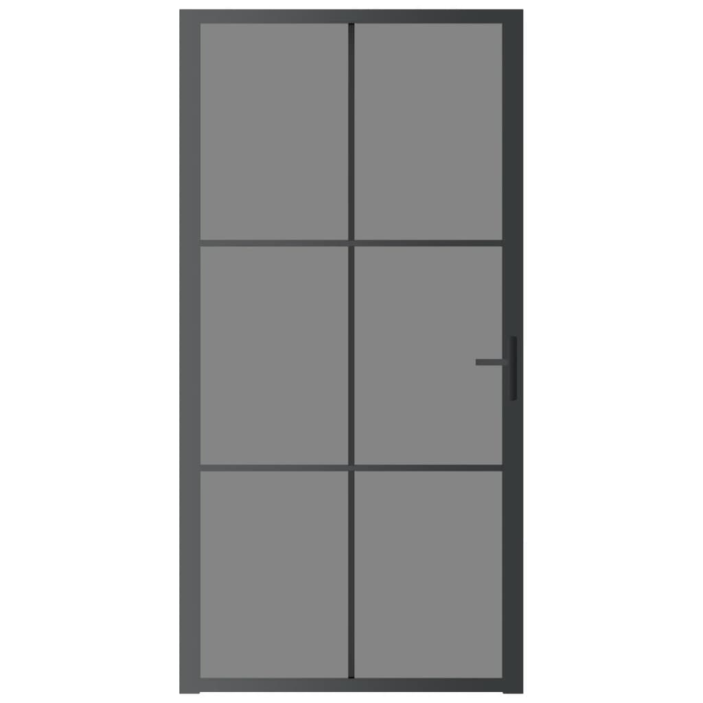 vidaXL Notranja vrata 102,5x201,5 cm črno ESG steklo in aluminij