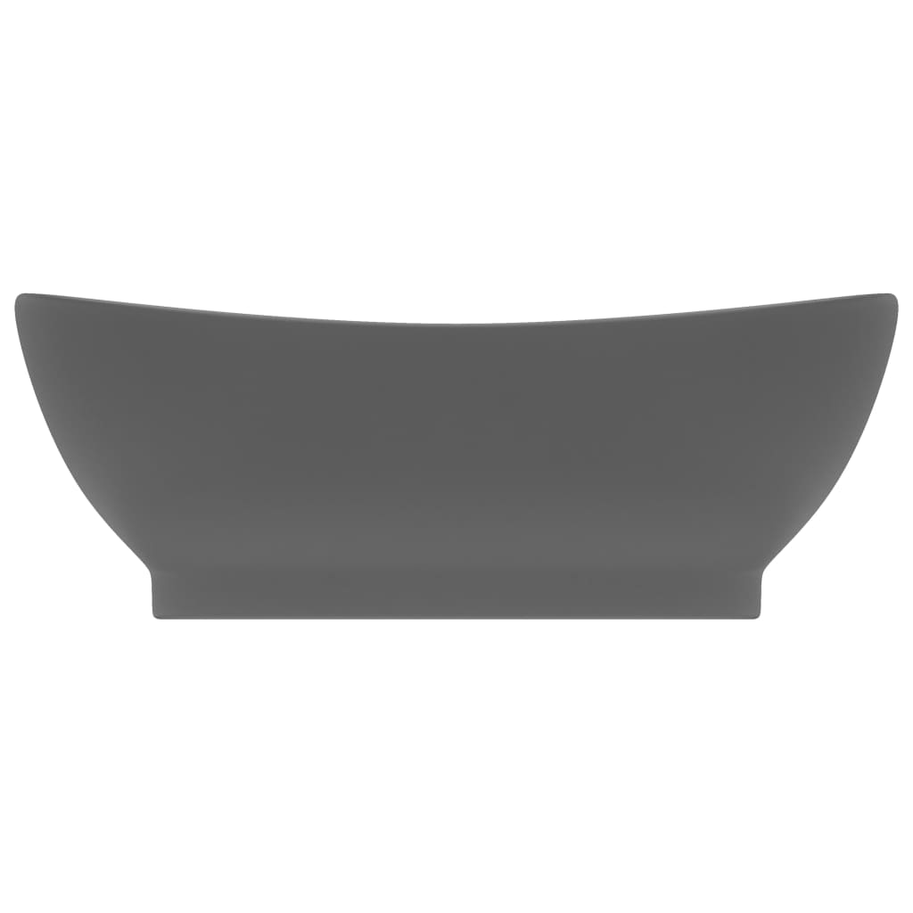 vidaXL Razkošen umivalnik ovalen mat temno siv 58,5x39 cm keramika