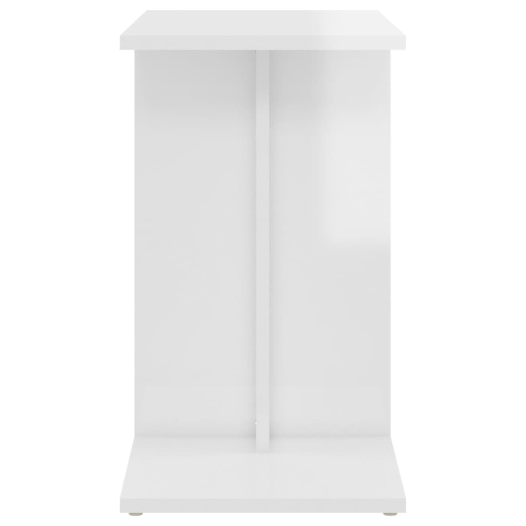 vidaXL Stranska mizica visok sijaj bela 50x30x50 cm iverna plošča