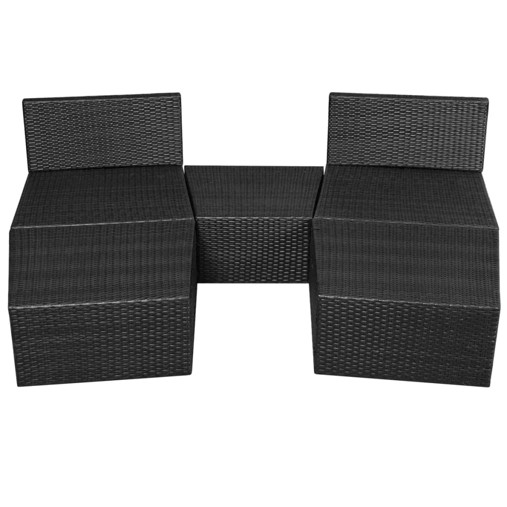 vidaXL Vrtna sedežna garnitura z blazinami 5-delna poli ratan črna