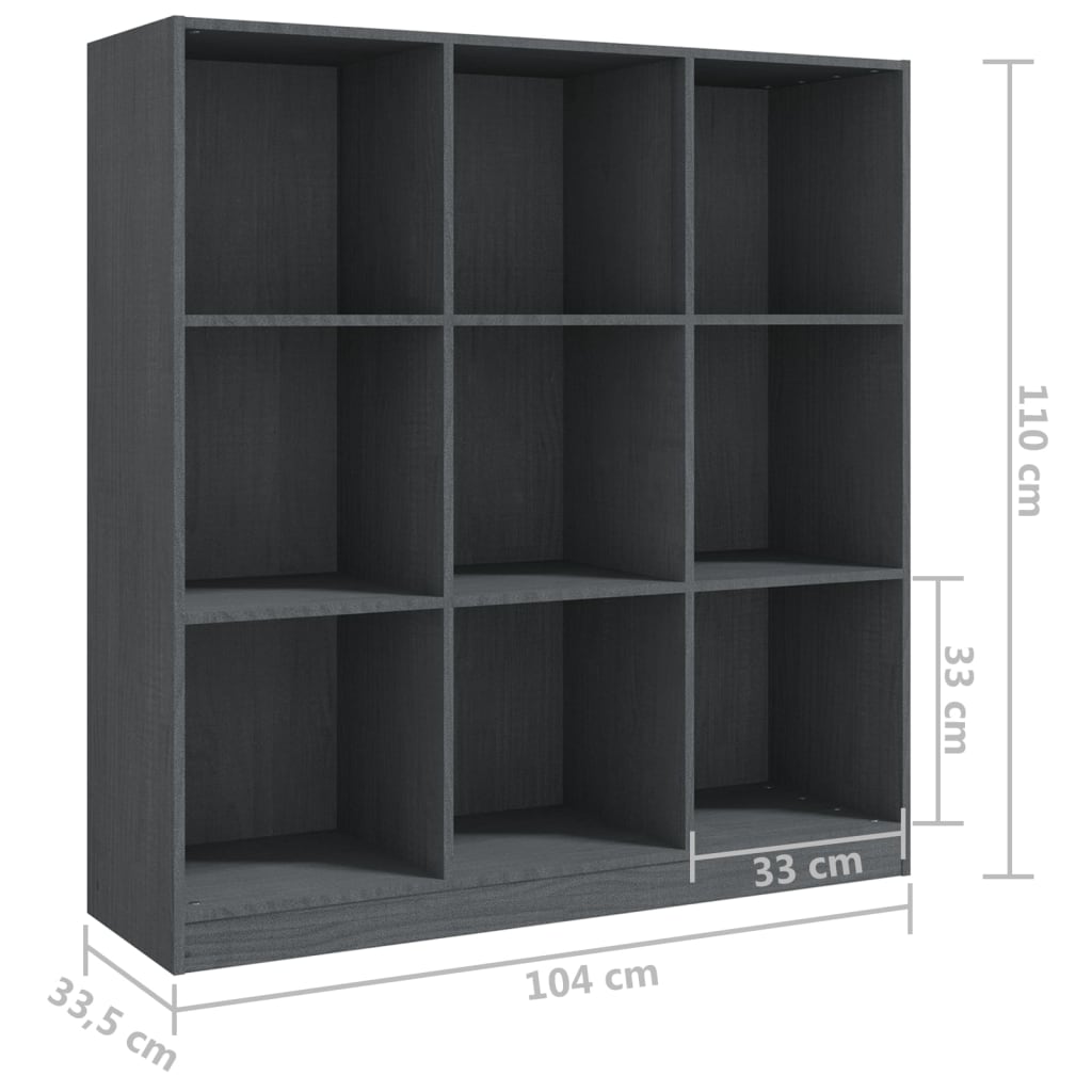 vidaXL Knjižna omara za razdelitev prostora siva 104x33,5x110 cm