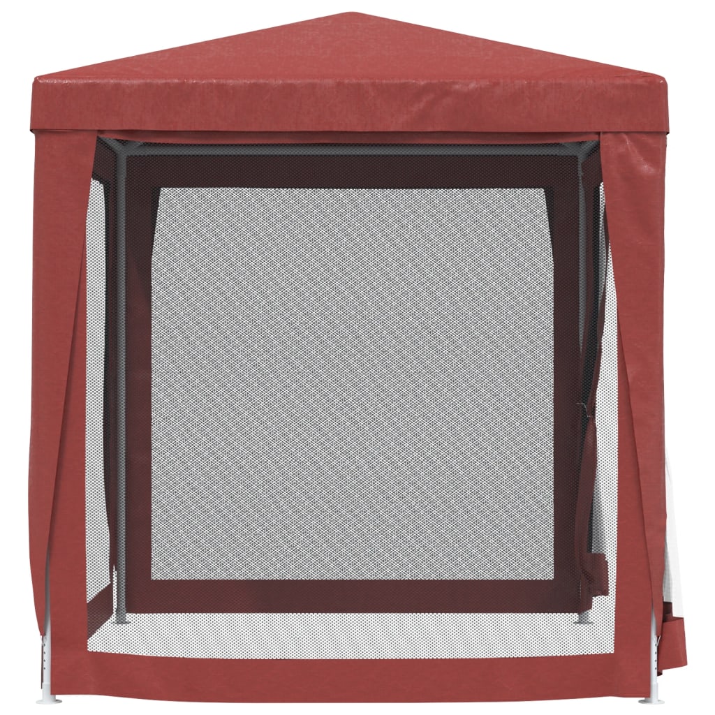 vidaXL Vrtni šotor s 4 mrežastimi stranicami rdeč 2x2 m HDPE