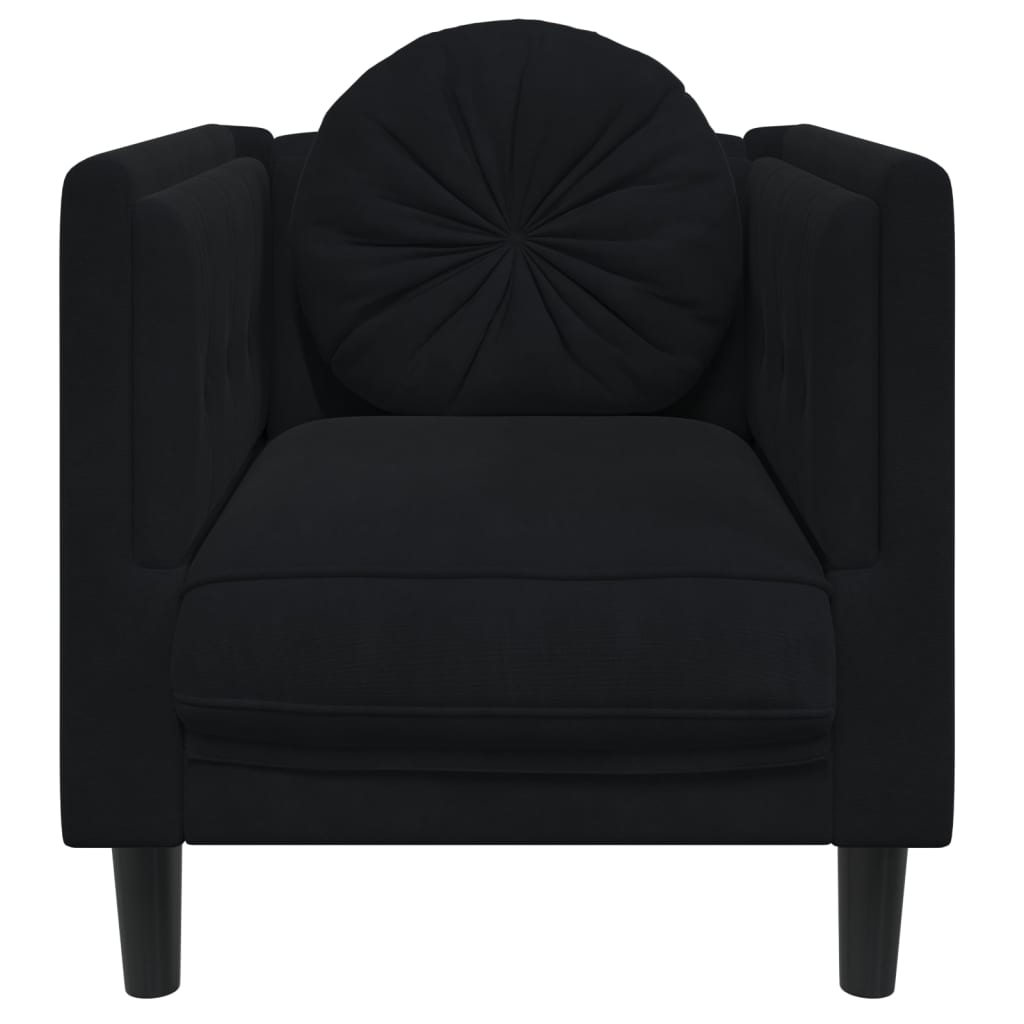 vidaXL Fotelj z blazino črn žamet