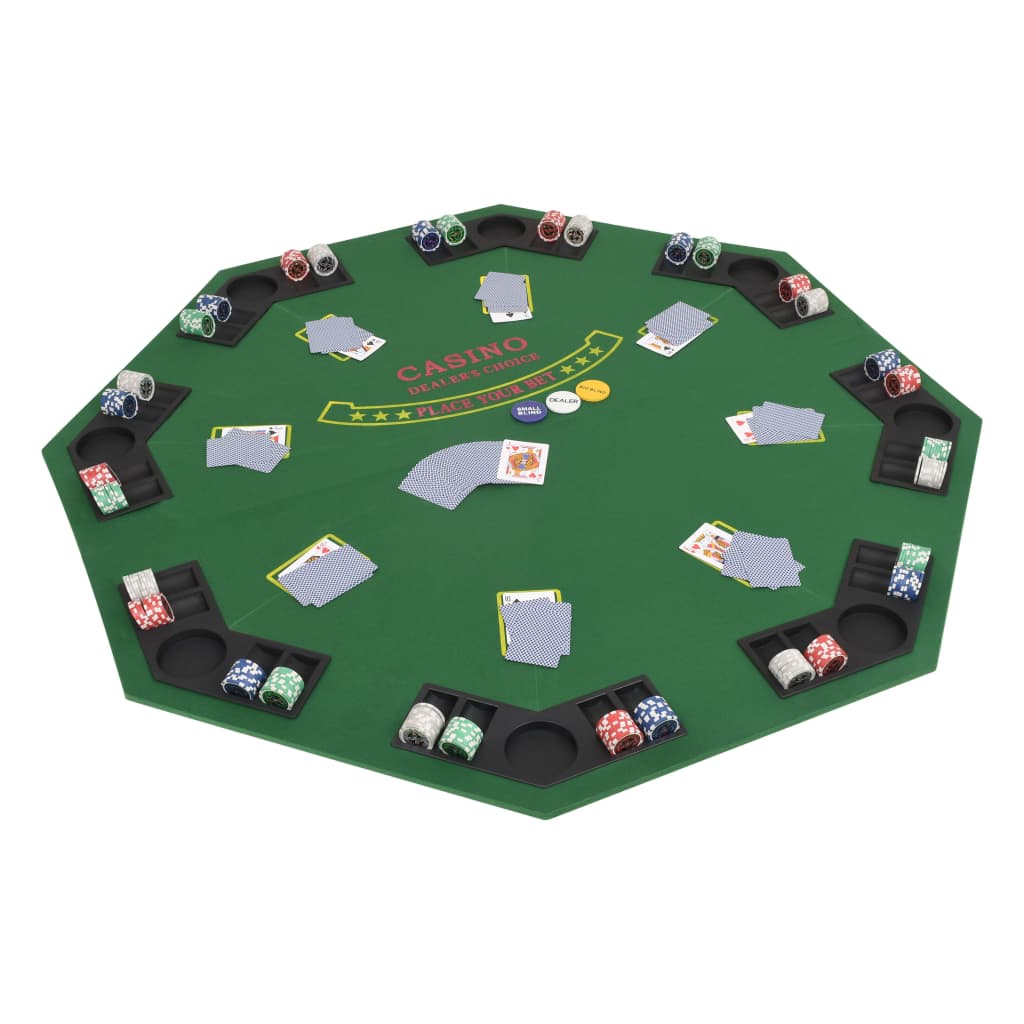 vidaXL Zložljivo poker namizje za 8 igralcev osemkotno zeleno