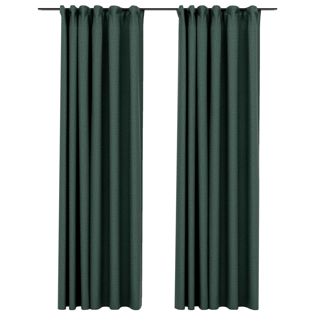 vidaXL Zatemnitvene zavese z obešali 2 kosa zelene 140x245 cm