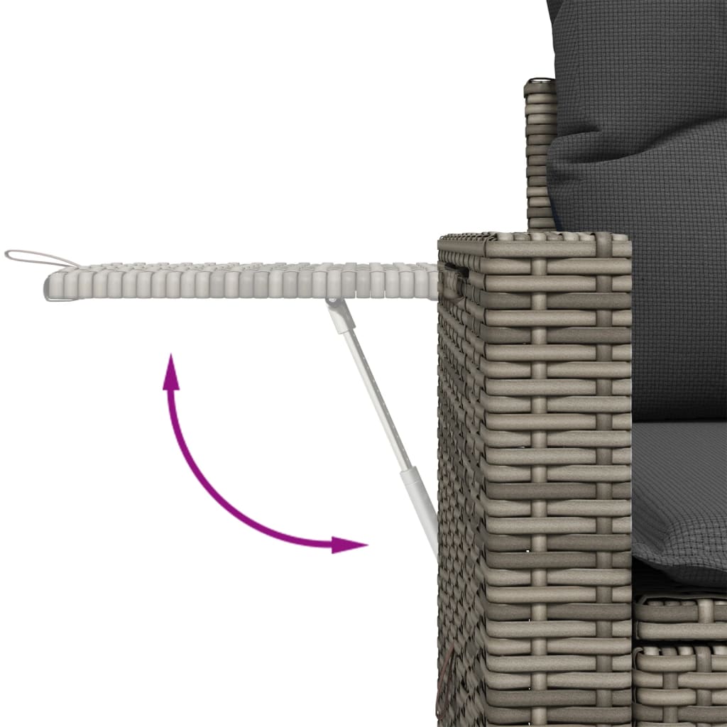 vidaXL Vrtna sedežna garnitura 8-delna z blazinami siv poli ratan