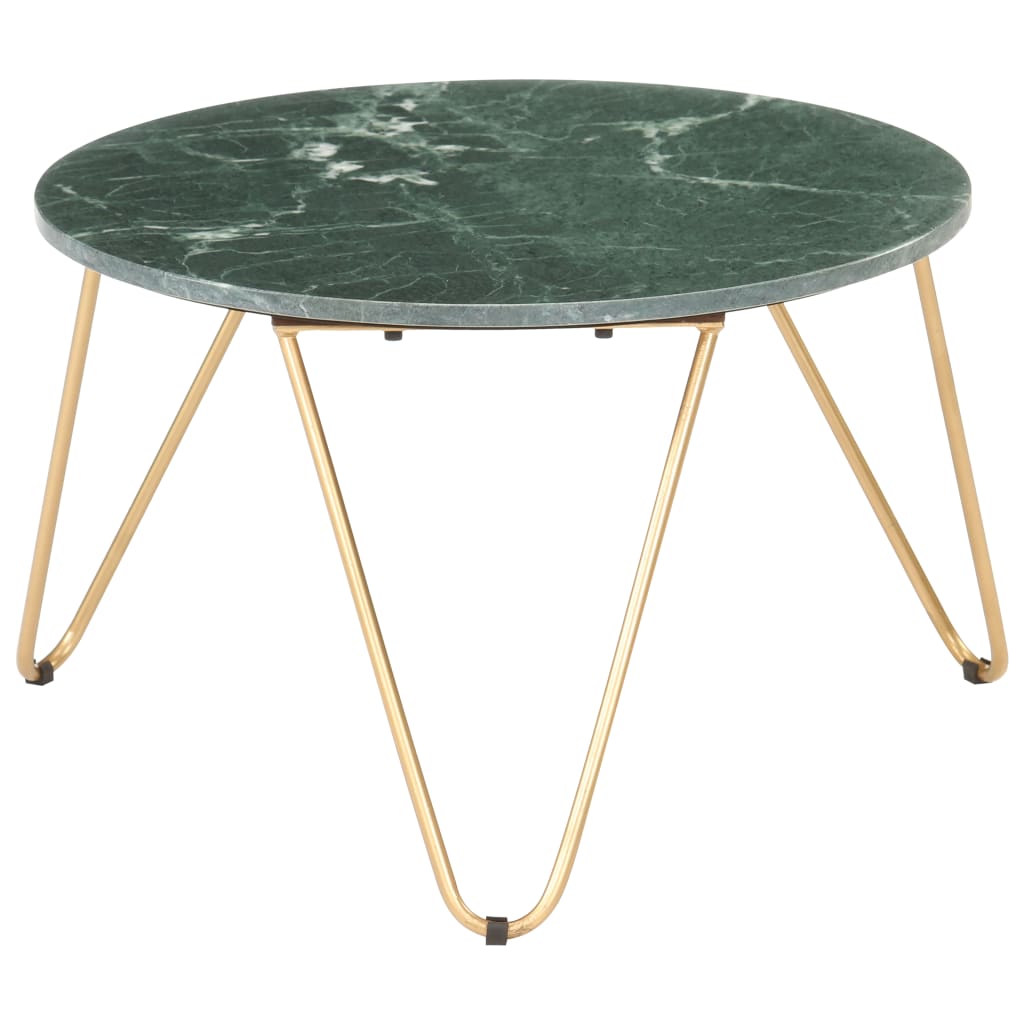 vidaXL Klubska mizica zelena 65x65x42 cm kamen z marmorno teksturo