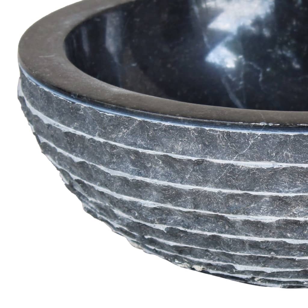 vidaXL Umivalnik marmor 40 cm črn