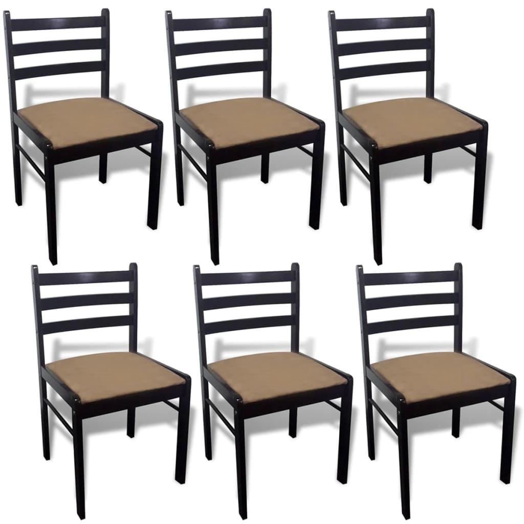 vidaXL Jedilni stoli 6 kosov rjavi trden les in žamet