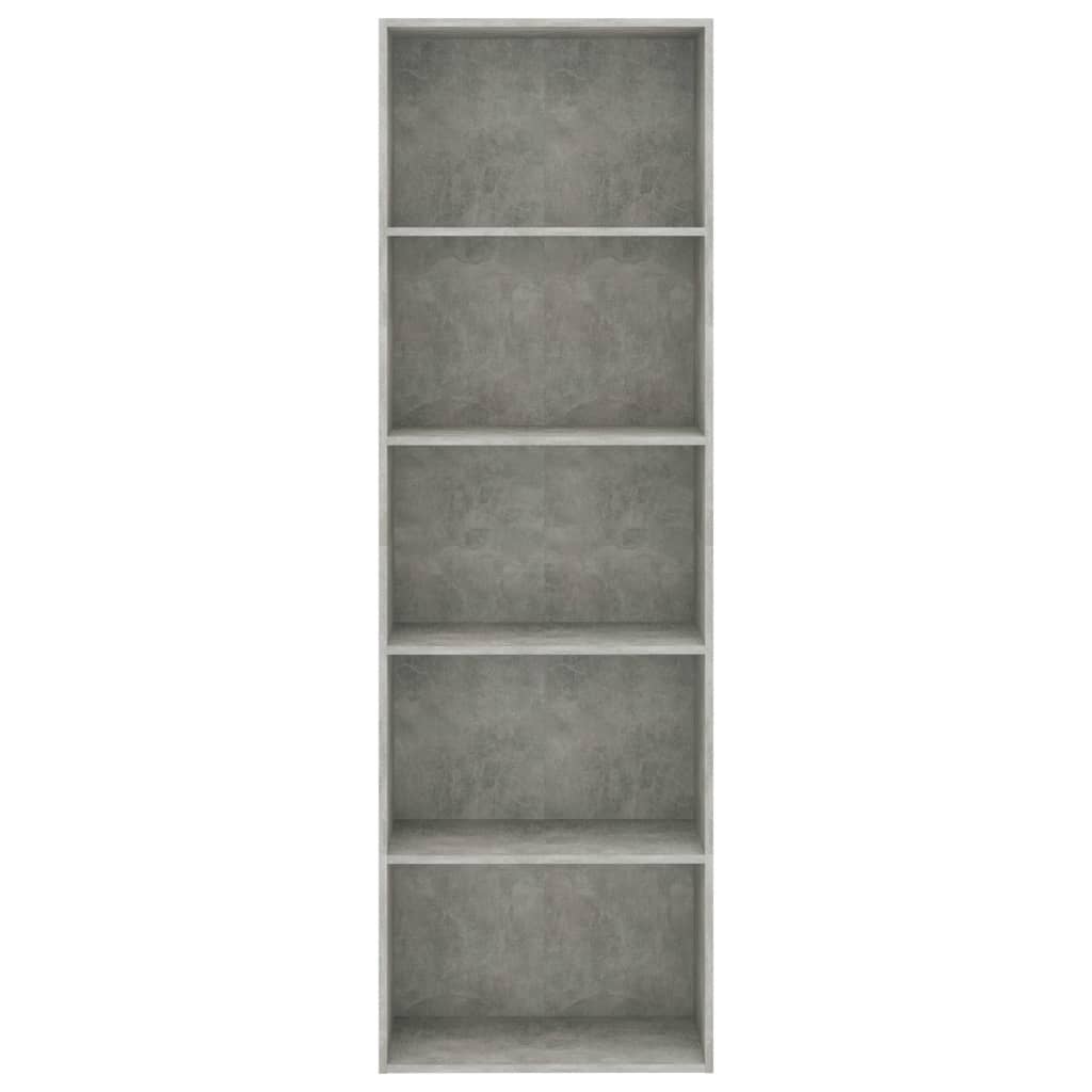 vidaXL Knjižna omara 5-nadstropna betonsko siva 60x30x189cm iverna pl.