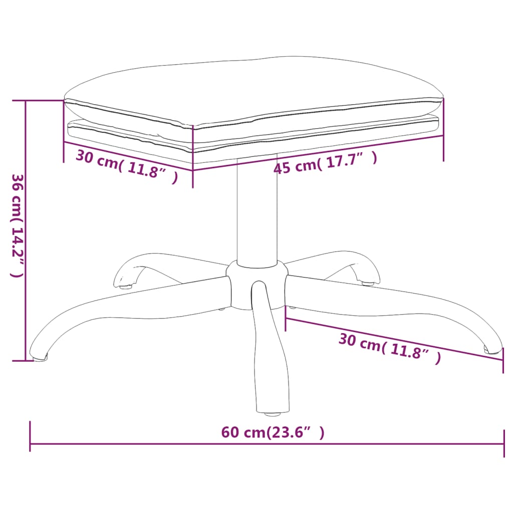 vidaXL Stolček za noge krem 60x60x36 cm tkanina iz mikrovlaken