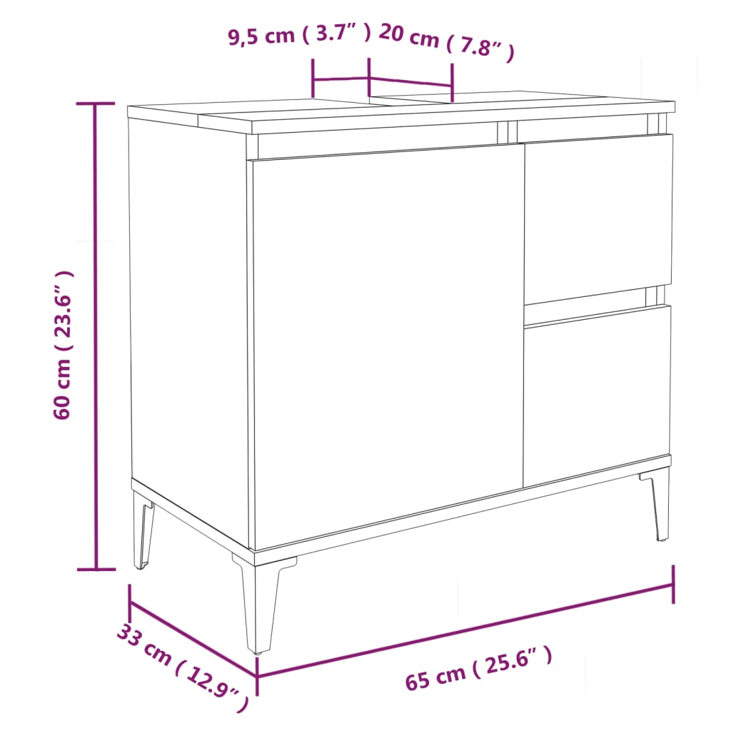 vidaXL Komplet kopalniških omaric 3-delni bel inženirski les