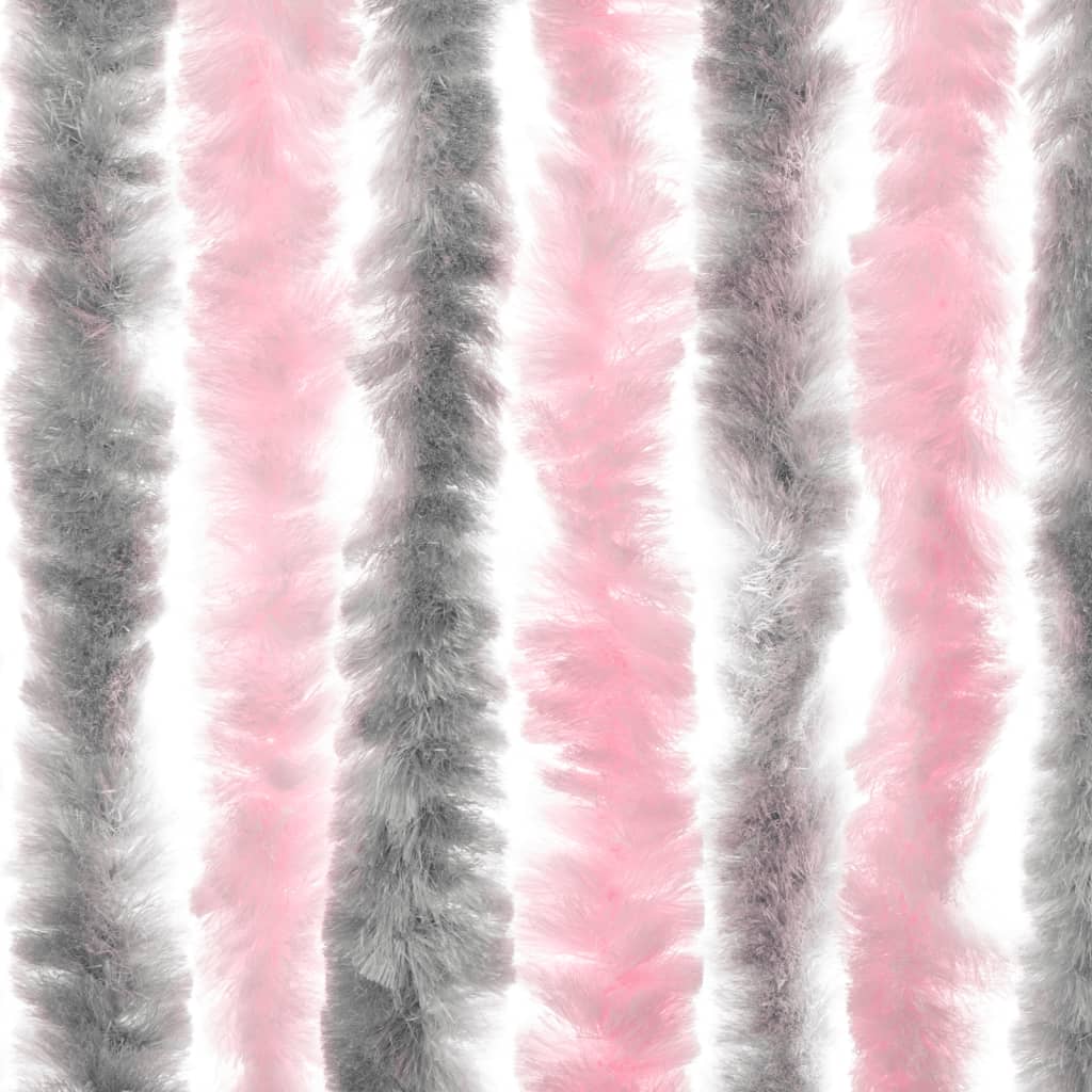 vidaXL Zavesa proti mrčesu srebrno siva in roza 90x220 cm šenilja