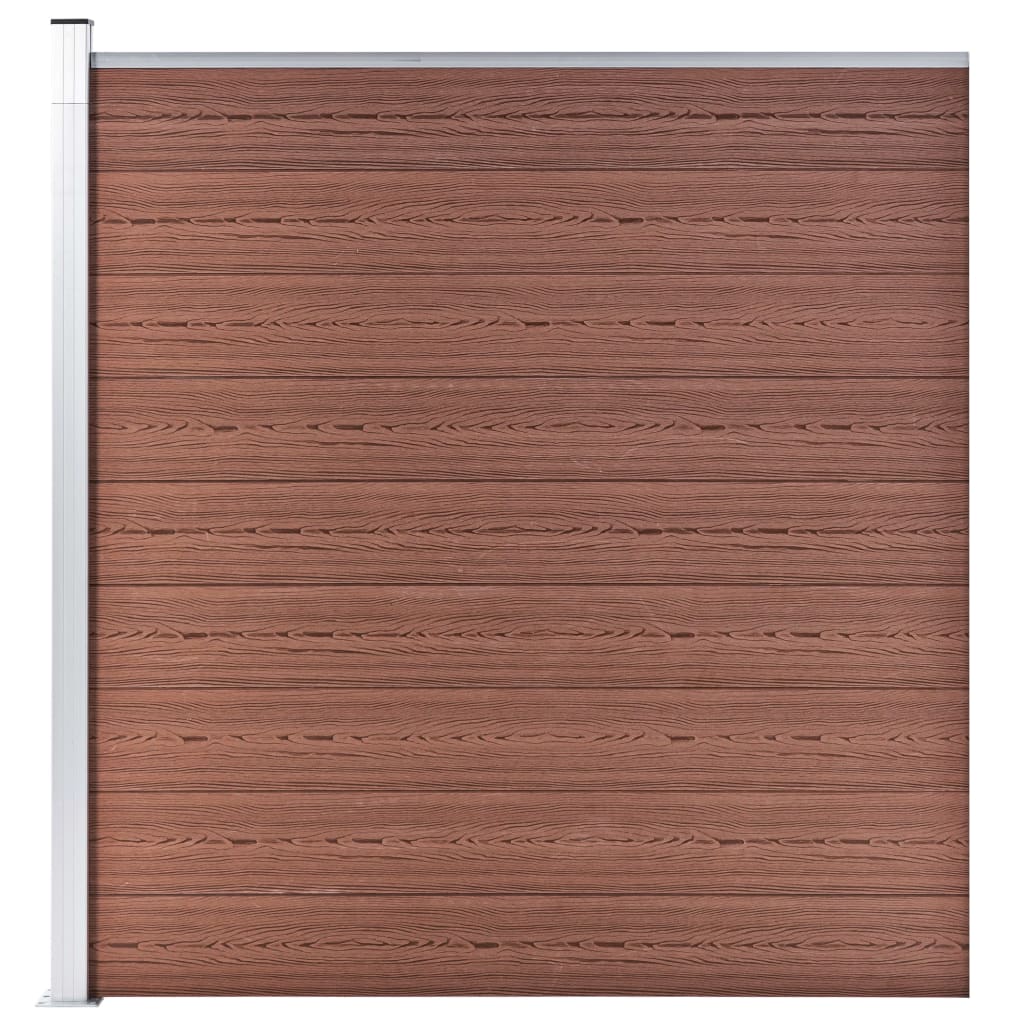 vidaXL WPC ograjni paneli 10 kvadratnih + 1 poševni 1830x186 cm rjavi