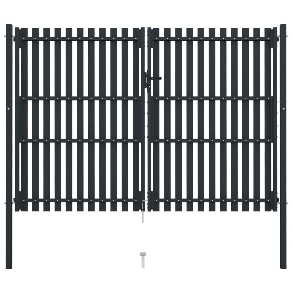 vidaXL Dvojna vrata za ograjo iz jekla 306x250 cm antracitna