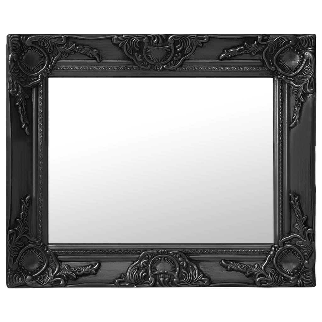 vidaXL Stensko ogledalo v baročnem stilu 50x40 cm črno
