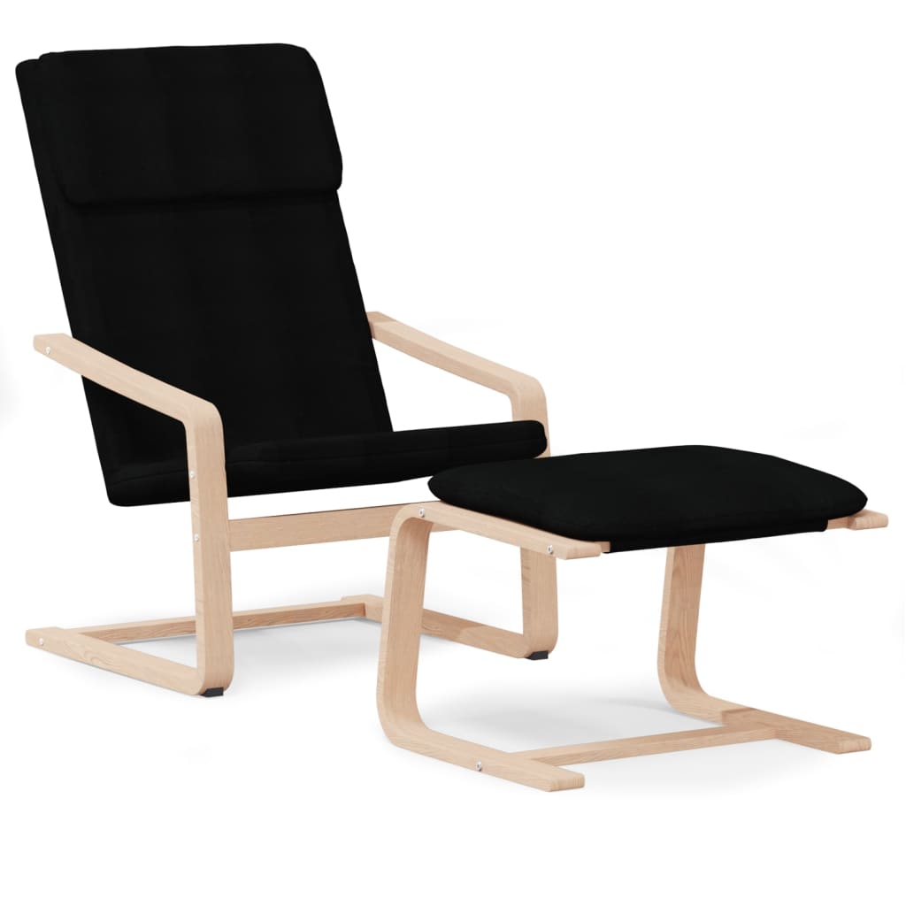 vidaXL Stol za sproščanje s stolčkom za noge črno blago