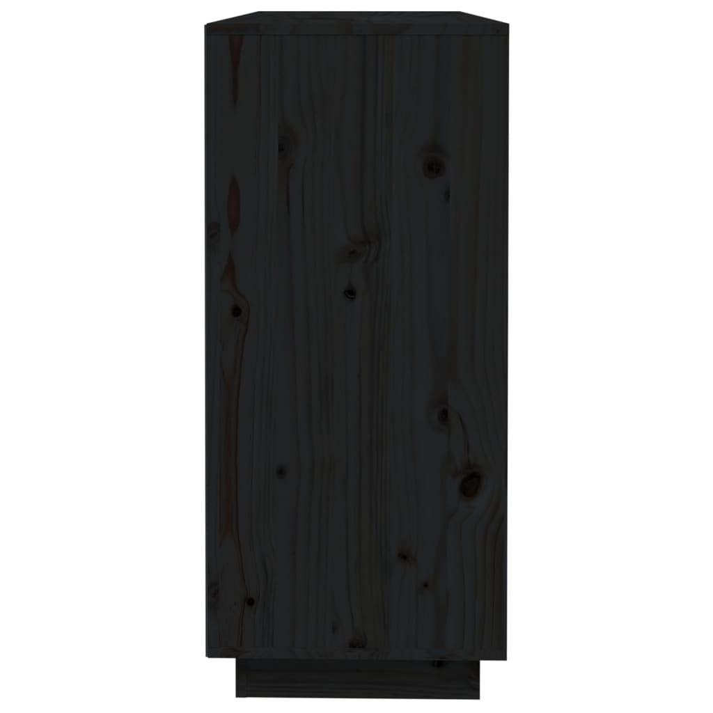 vidaXL Komoda črna 110,5x35x80 cm trdna borovina