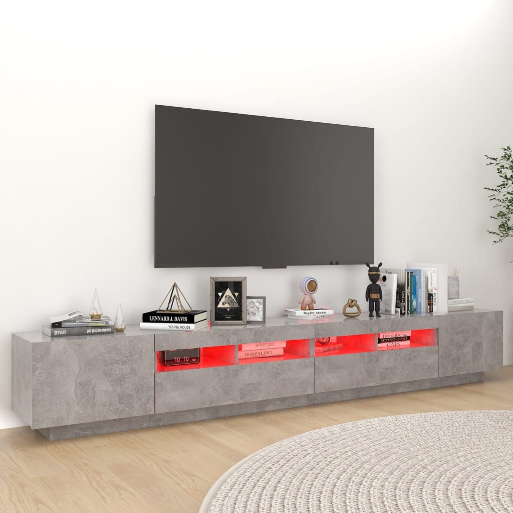 vidaXL TV omarica z LED lučkami betonsko siva 260x35x40 cm