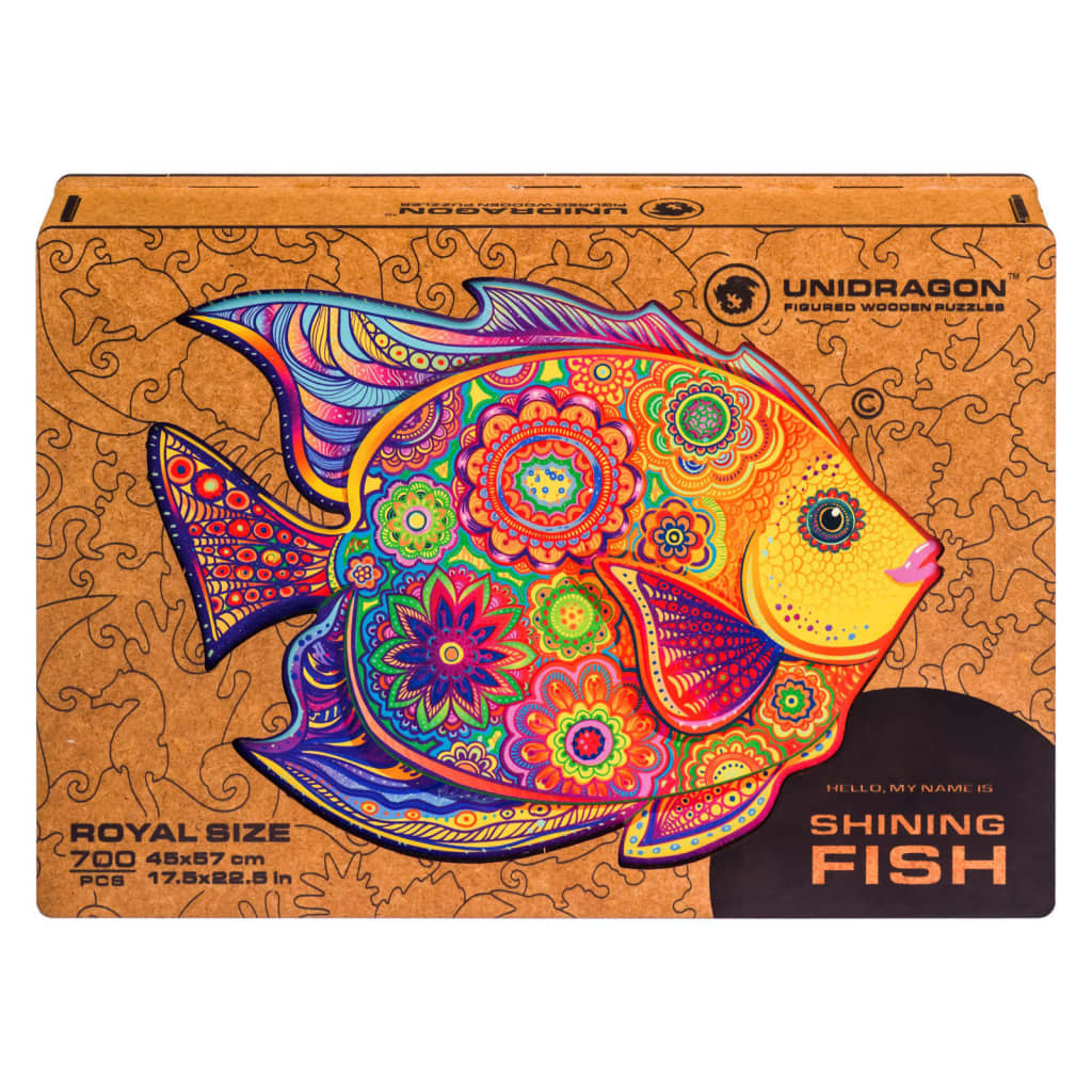 UNIDRAGON Lesena sestavljanka 700-delna Shining Fish 57x45 cm