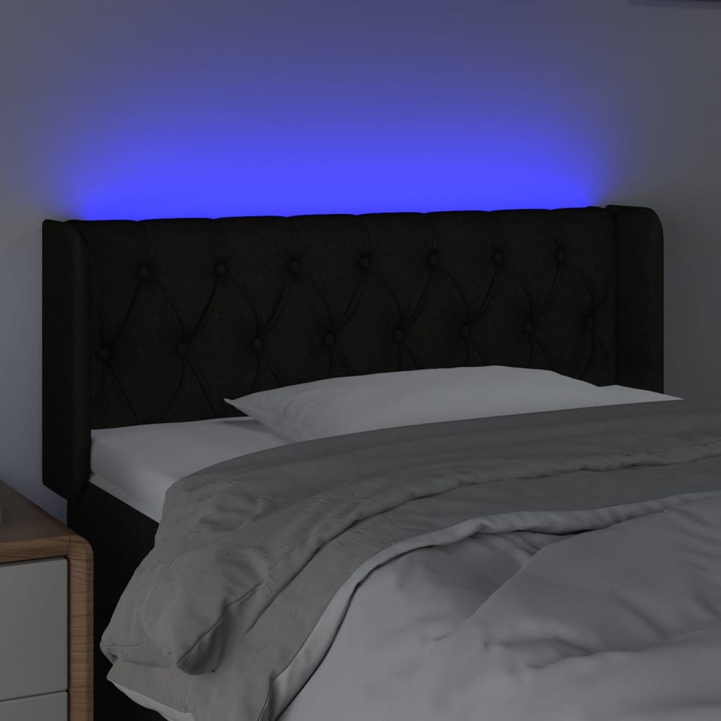 vidaXL LED posteljno vzglavje črno 103x16x78/88 cm blago