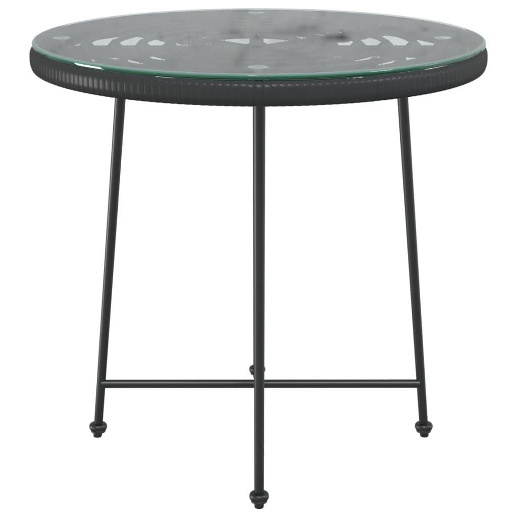 vidaXL Jedilna miza črna Ø80 cm  kaljeno steklo in jeklo
