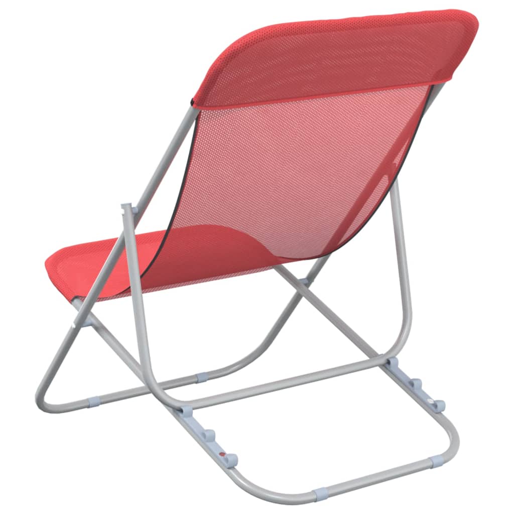 vidaXL Zložljiv stol za plažo 2 kosa rdeč textilene in jeklo