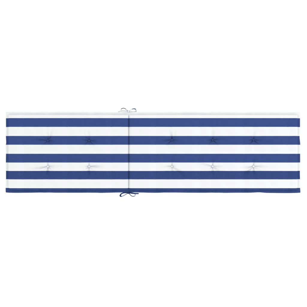 vidaXL Blazina za ležalnik modre in bele črte oxford tkanina