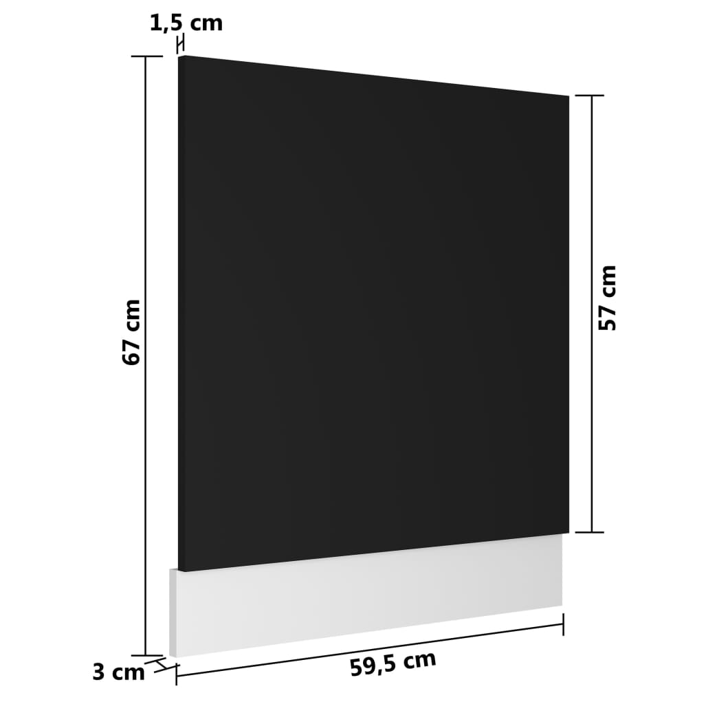vidaXL Plošča za pomivalni stroj črna 59,5x3x67 cm iverna plošča