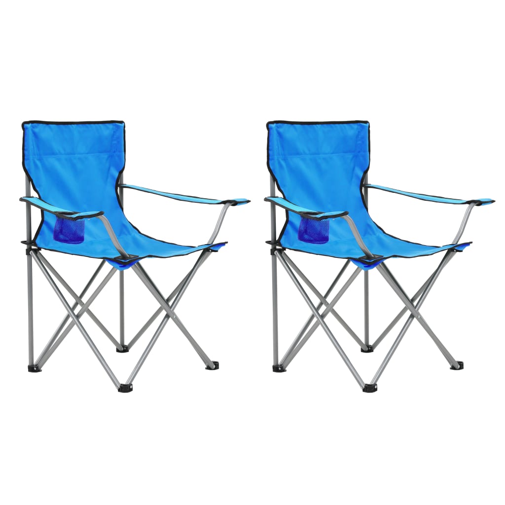 vidaXL Kamping miza in stoli 3 kosi modre barve