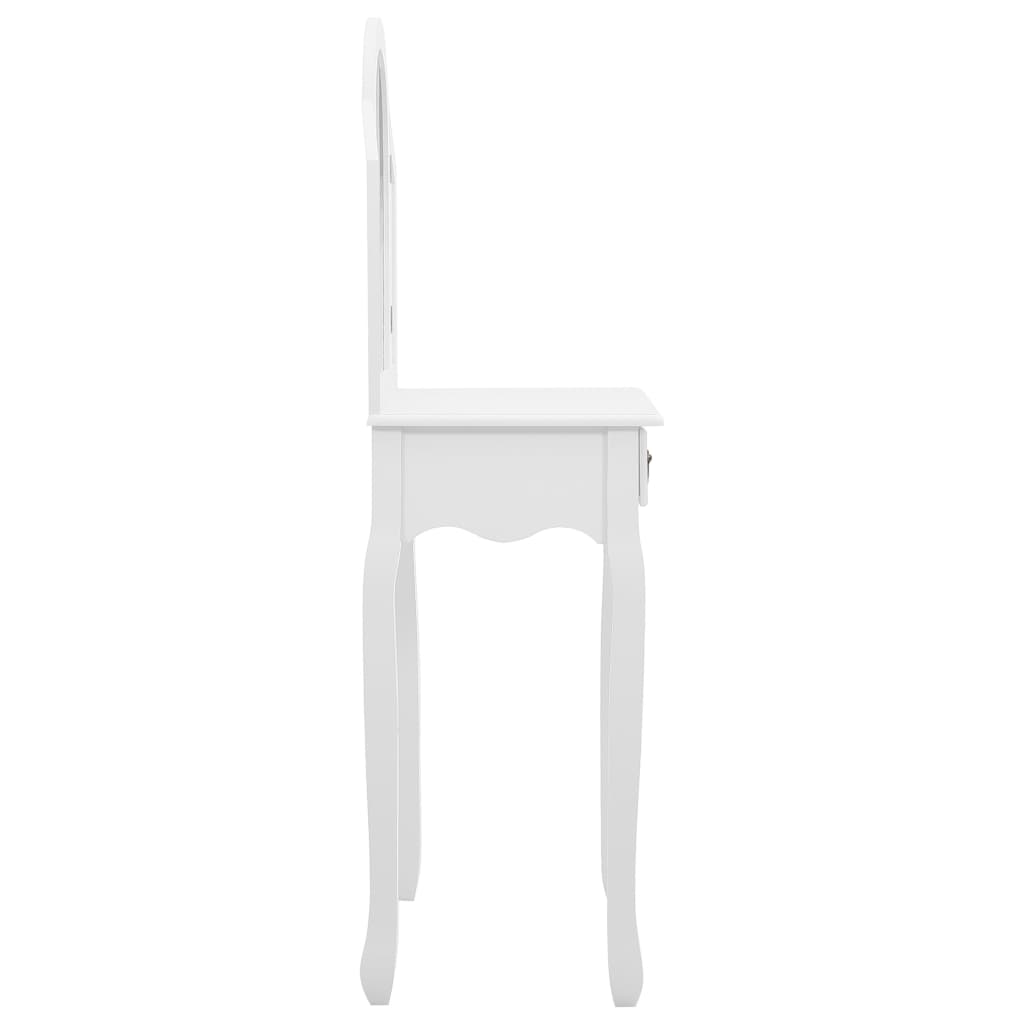 vidaXL Mizica za ličenje s stolčkom bela 65x36x128cm pavlovnija in MDF