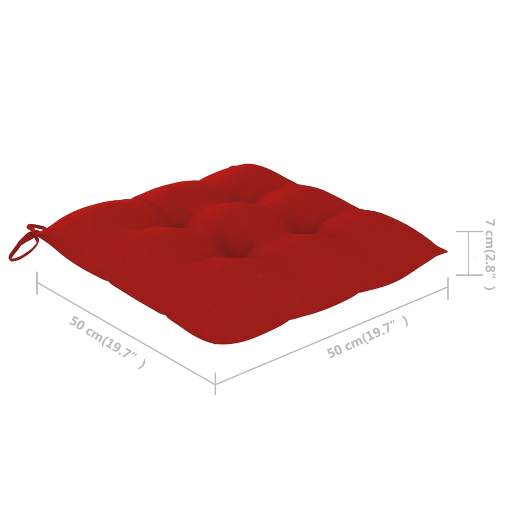 vidaXL Vrtni stoli 6 kosov z rdečimi blazinami trdna tikovina
