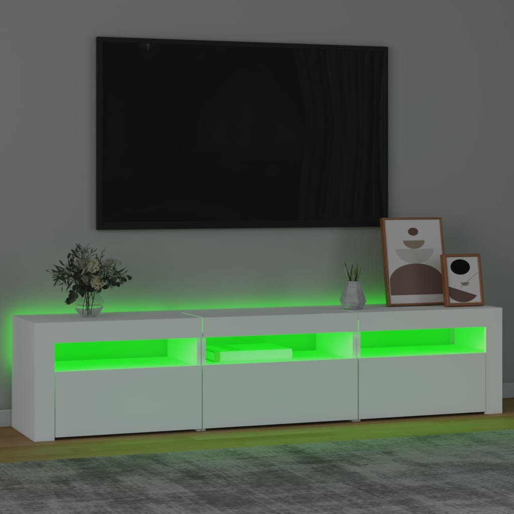 vidaXL TV omarica z LED lučkami bela 180x35x40 cm