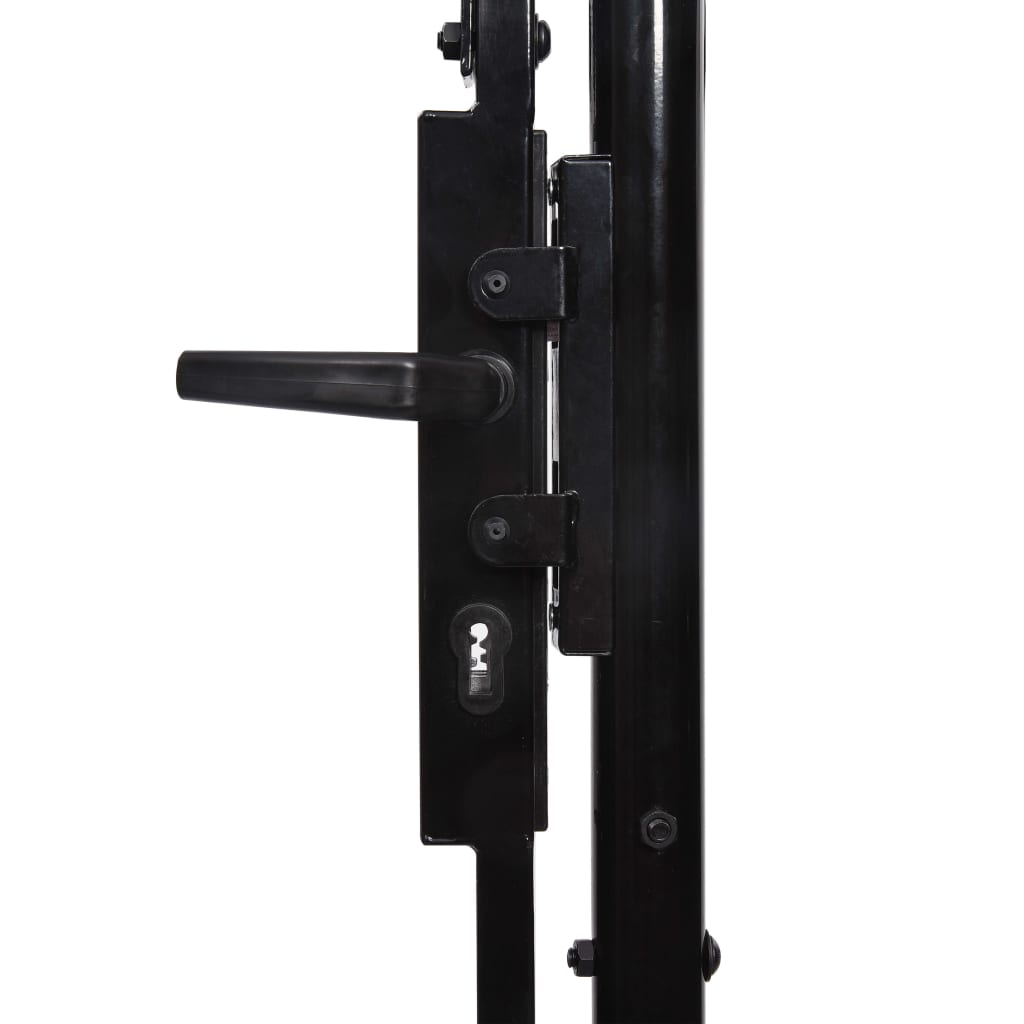 vidaXL Enojna vrata za ograjo koničasta jeklo 1x1 m črna