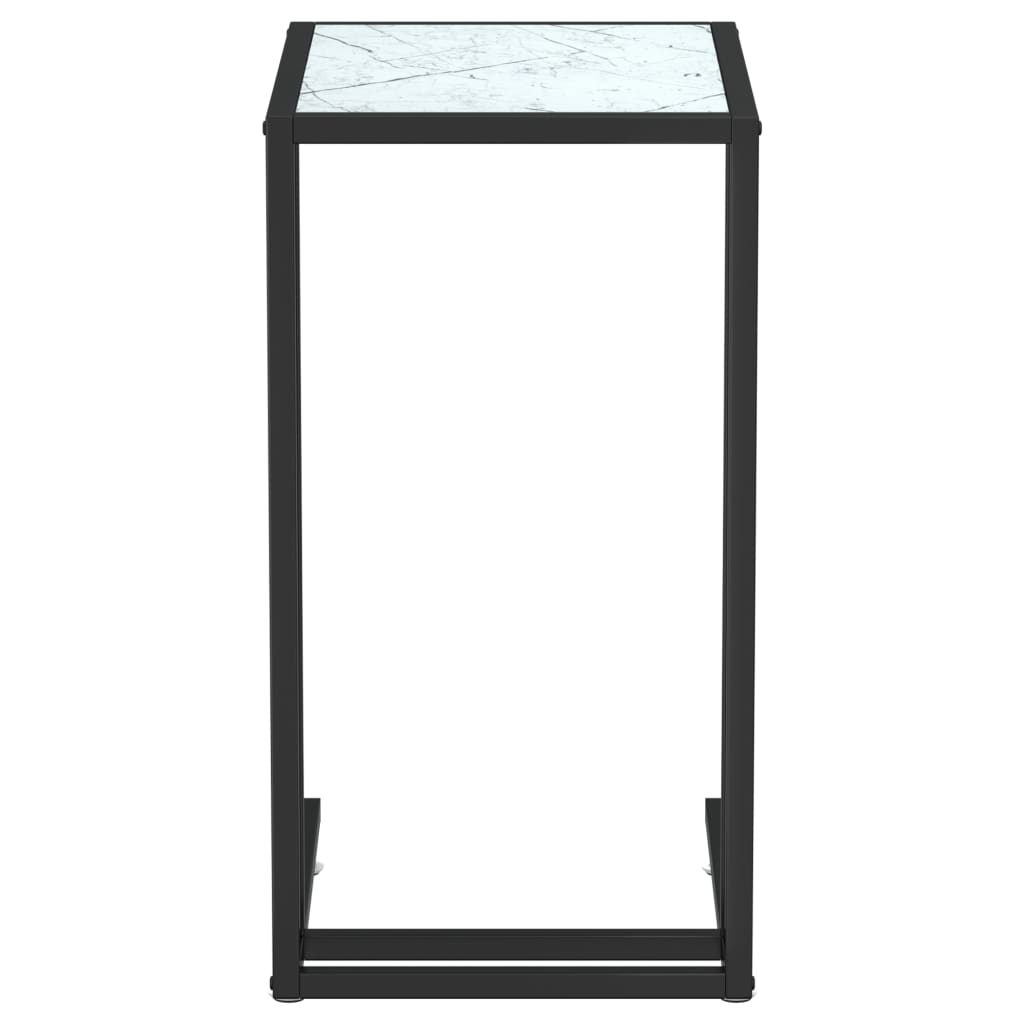 vidaXL Računalniška stranska mizica bel marmor 50x35x65 cm steklo