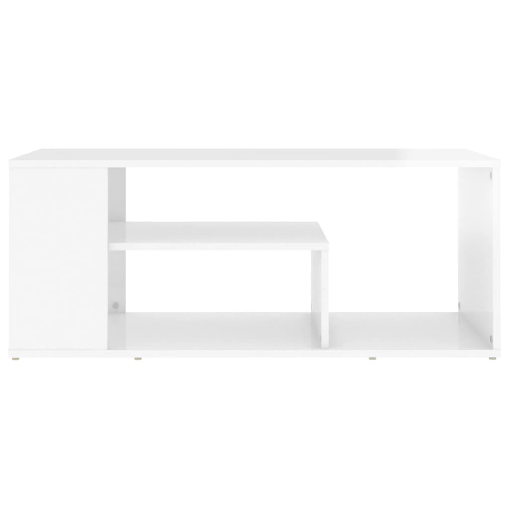 vidaXL Klubska mizica visok sijaj bela 100x50x40 cm iverna plošča