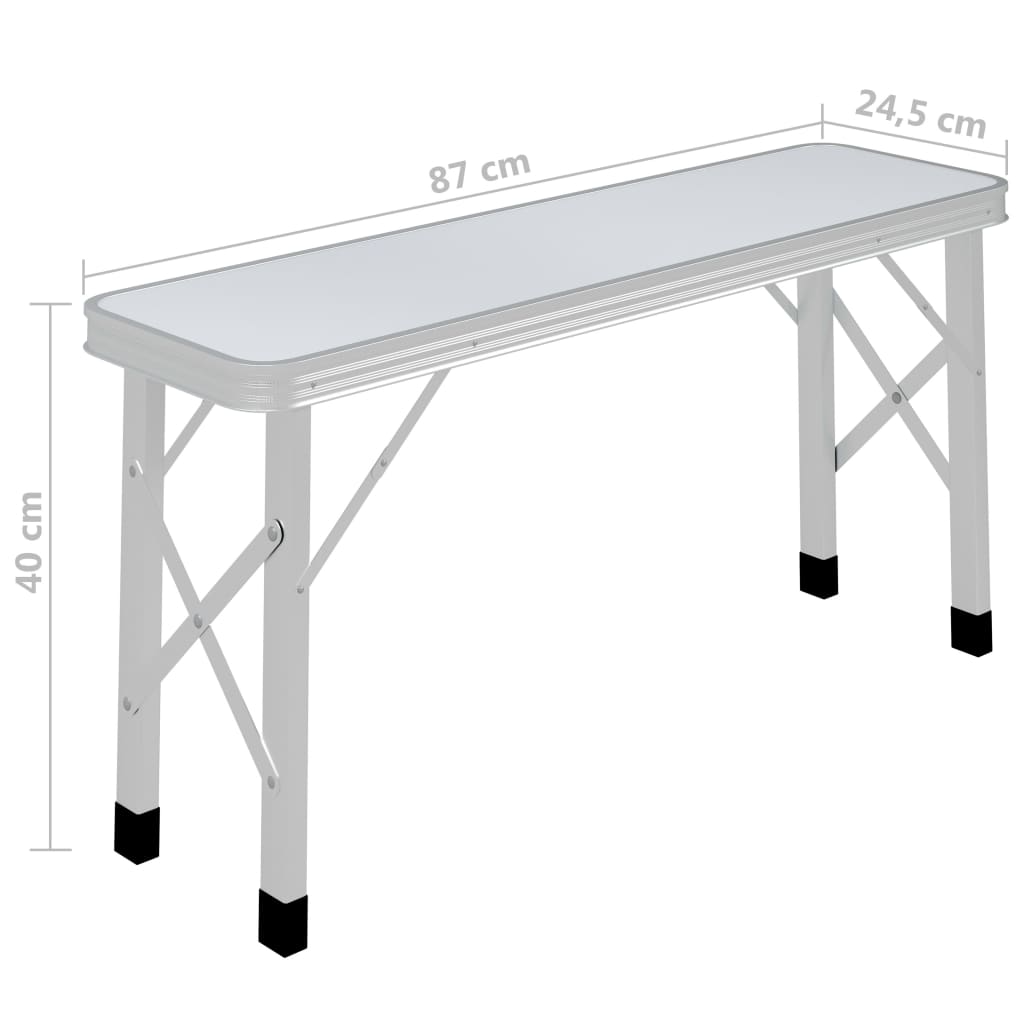 vidaXL Zložljiva kamping miza z 2 klopema aluminij bele barve