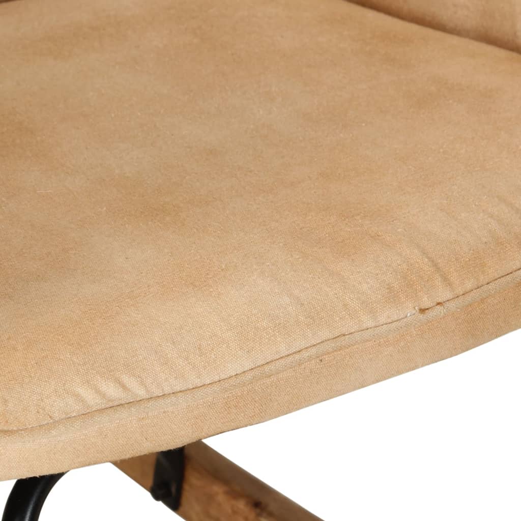 vidaXL Gugalni stol z naslonom za noge krem vintage platno