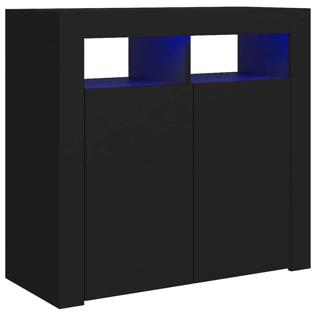 vidaXL Komoda z LED lučkami črna 80x35x75 cm